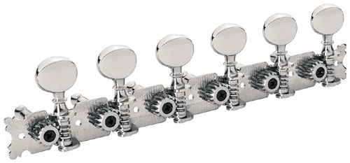 Framus Vintage Parts - Tuners with Oval Nickel Knob - Guitar Machine Heads, 6-in-Line, Treble Side (Right) - Nickel